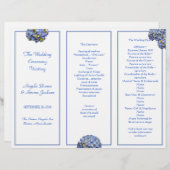 Tri-Fold Blue Wedding Ceremony-programma (Voorkant / Achterkant)