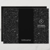 Tri-Fold Elegant Black Glitter Salon Brochures (Voorkant / Achterkant)