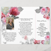 Tri-Fold Funeral Programme - Roze grijze Rozen (Achterkant)