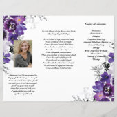 Tri-Fold Funeral Programme - Violet Grey Floral (Achterkant)
