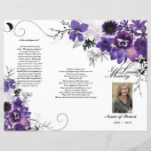 Tri-Fold Funeral Programme - Violet Grey Floral (Voorkant)
