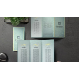 Tri-Fold Gold Blue Monogram Modern Salon Brochures