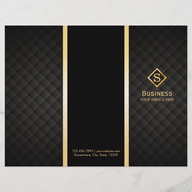 Tri-Fold Gold Diamond Monogram Elegant Brochures (Voorkant)