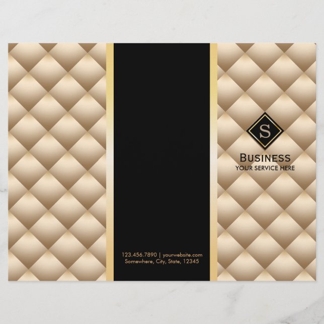Tri-Fold Gold-gekantelde monogram moderne brochure (Voorkant)
