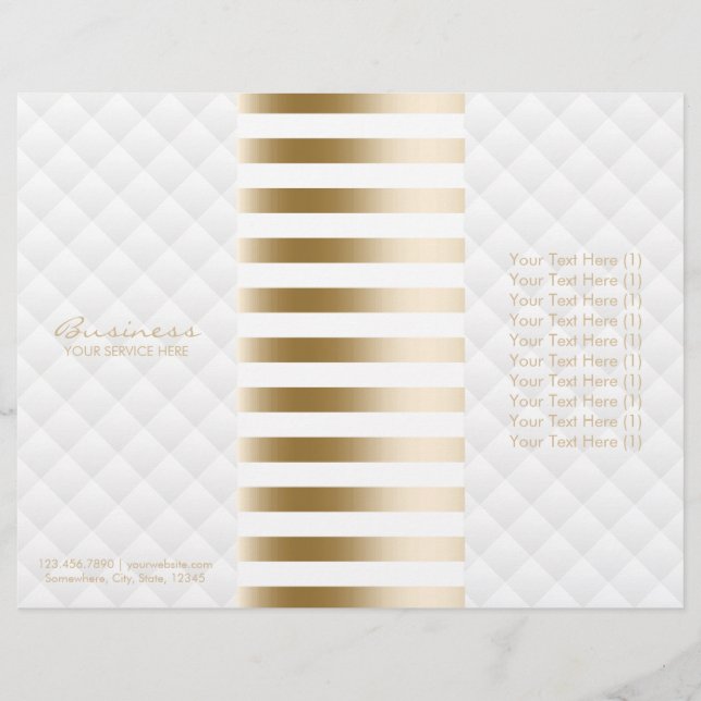 Tri-Fold Modern Gold Stripes & Diamond Quilted (Voorkant)
