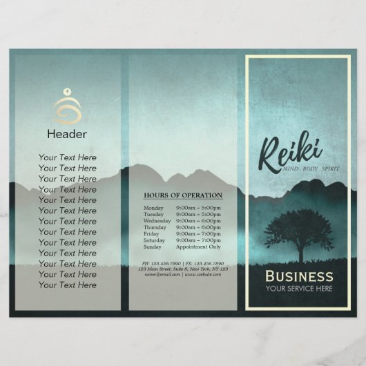 Tri-Fold Reiki Master Yoga Mediation instructeur (Voorkant)