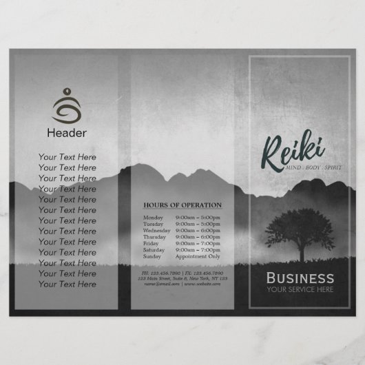 Tri-Fold Reiki Master Yoga Mediation instructeur (Voorkant)