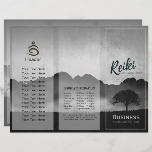 Tri-Fold Reiki Master Yoga Mediation instructeur (Voorkant / Achterkant)