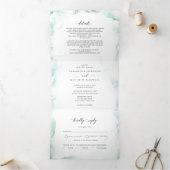 Tri-Fold Uitnodiging met RSVP Waterverf Wedding (Binnen)