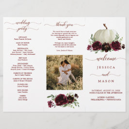 Tri-Fold Wedding Program van de Herfst van Bourgog Flyer