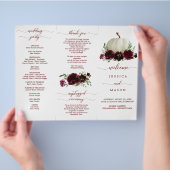 Tri-Fold Wedding Program van de Herfst van Bourgog Flyer (Hand)