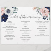 Tri-Fold Wedding-programma bij Navy Blooms Flyer (Achterkant)