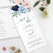 Tri-Fold Wedding-programma bij Navy Blooms Flyer