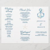 Tri-Fold Wedding Programme voor de Nautical Navy Flyer (Voorkant)