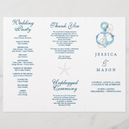 Tri-Fold Wedding Programme voor de Nautical Navy Flyer