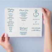 Tri-Fold Wedding Programme voor de Nautical Navy Flyer (Hand)