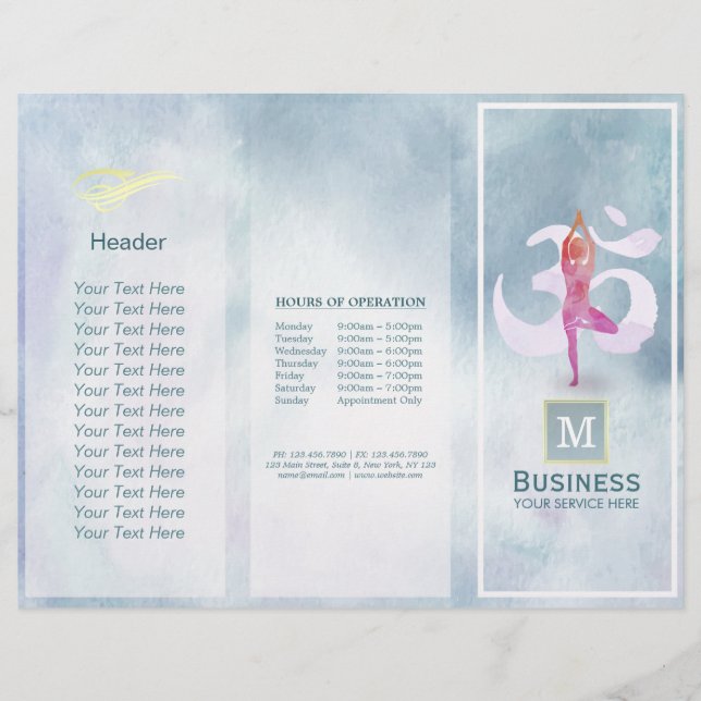 Tri-Fold Yoga Massage Brochures Meditation Pose Om (Voorkant)