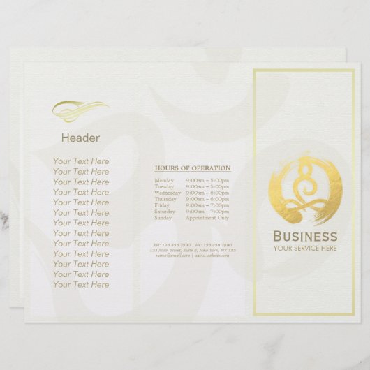 Tri-Fold Yoga Massage Brochures Meditation Posture (Voorkant / Achterkant)