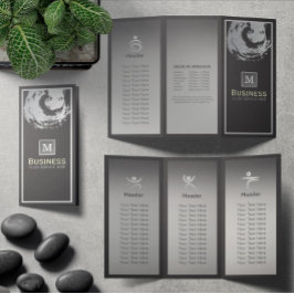 Tri-Fold Yoga Studio Brochure Black & Silver ZEN