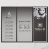 Tri-Fold Yoga Studio Brochure Black & Silver ZEN (Voorkant)