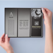 Tri-Fold Yoga Studio Brochure Black & Silver ZEN (Hand)