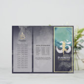 Tri-Fold Yoga Studio Brochures Meditation Pose Om (Staand voorkant)