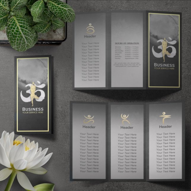 Tri-Fold Yoga Studio Brochures Meditation Pose Om (Creator heeft geüpload)