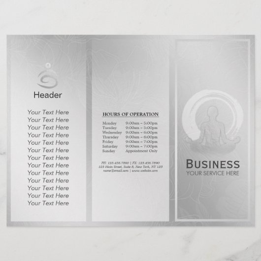 Tri-Fold Yoga Studio Brochures Meditation Pose ZEN (Voorkant)