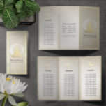 Tri-Fold Yoga Studio Brochures Meditation Pose ZEN<br><div class="desc">Yoga Studio Meditation Instructor / Life Coach / Healer / Reiki Master / Massage Therapy Tri-Fold Brochures Sjabloon - Elegant Faux Gold Foil Yoga Meditation Easy Pose / Sukhasana Pose with ZEN Symbol on Damask Paper Background Eenvoudig aan te passen met uw eigen tekst en afbeeldingen - maak het van...</div>