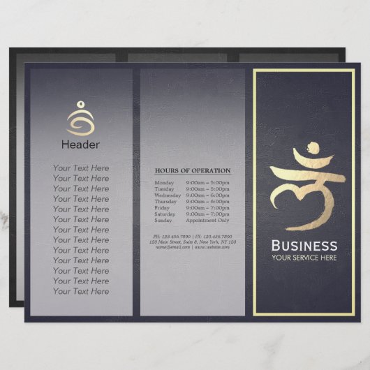 Tri-Fold Yoga Studio Brochures Root Chakra Mantra (Voorkant / Achterkant)