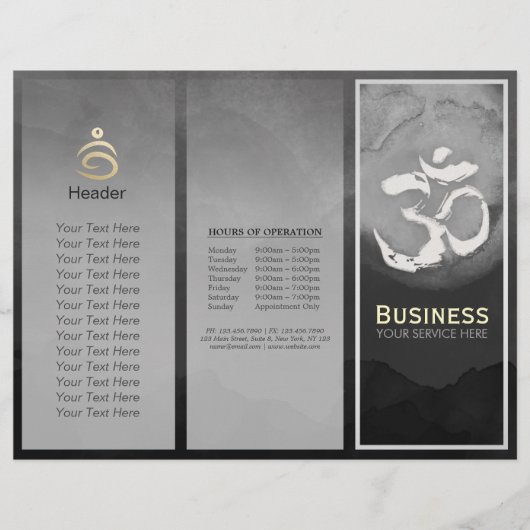 Tri-Fold Yoga Studio Life Coach Brochure Om Symbol (Voorkant)