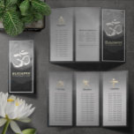 Tri-Fold Yoga Studio Life Coach Brochure Om Symbol<br><div class="desc">Yoga Studio Meditation Instructor / Life Coach / Healer / Reiki Master Tri-Fold Brochures Sjabloon - Elegant Black,  Grey and White Waterverf Brush Stroke om Symbol.</div>
