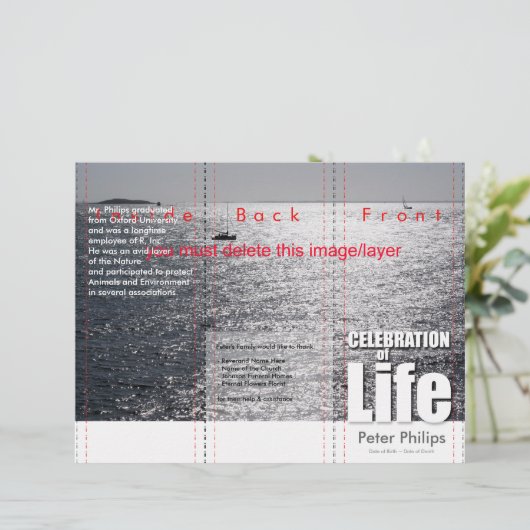 Tri-Fold Zeep Custom Herdenkingsdienst Programma F (Staand voorkant)