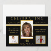 Tri-fotouitnodigingen van de 40e verjaardag van de kaart (Voorkant / Achterkant)