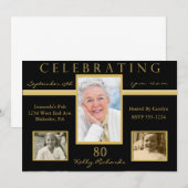 Tri-fotouitnodigingen van de 80e verjaardag van de kaart (Voorkant / Achterkant)