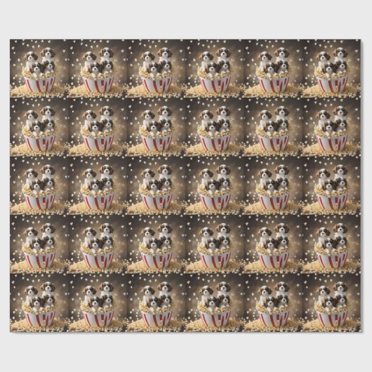 Tri gekleurde Cavalier Spaniel Puppies, Cadeaupapier (Vlak)