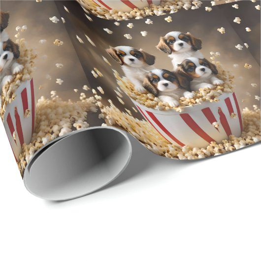 Tri gekleurde Cavalier Spaniel Puppies, Cadeaupapier (Rol Hoek)