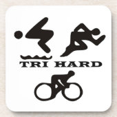 Tri Hard Triathlon geeft kleding en Accessoires Drankjes Onderzetter (Voorkant)