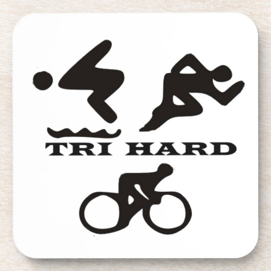 Tri Hard Triathlon geeft kleding en Accessoires Drankjes Onderzetter (Voorkant)