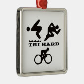 Tri Hard Triathlon geeft kleding en Accessoires Metalen Ornament (Rechts)
