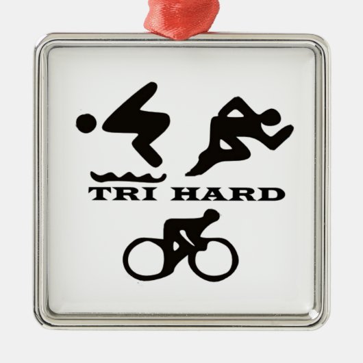 Tri Hard Triathlon geeft kleding en Accessoires Metalen Ornament (Voorkant)