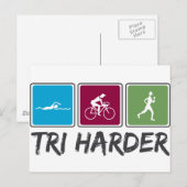 Tri Harder (Triathlon) Briefkaart (Voorkant / Achterkant)