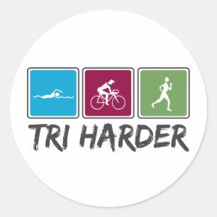 Tri Harder (Triathlon) Ronde Sticker