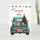 Tri Kleur Australian Shepherd Truck Kerst Kaart (Voorkant)
