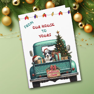 Tri Kleur Australian Shepherd Truck Kerst Kaart