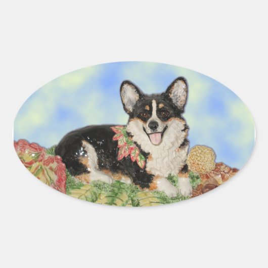 Tri-kleur Corgi in Herfst Foliage Stickers (Voorkant)
