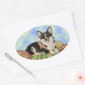 Tri-kleur Corgi in Herfst Foliage Stickers (Envelop)