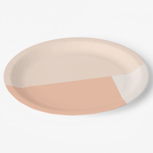 Tri kleur diepe perzik, roos wit en antiek wit papieren bordje (Gekanteld)