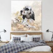 Tri Kleur Engels Setter Art, houtsnip jacht Canvas Afdruk (Insitu (Slaapkamer))