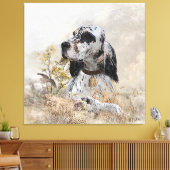 Tri Kleur Engels Setter Art, houtsnip jacht Canvas Afdruk (Insitu (Woonkamer))